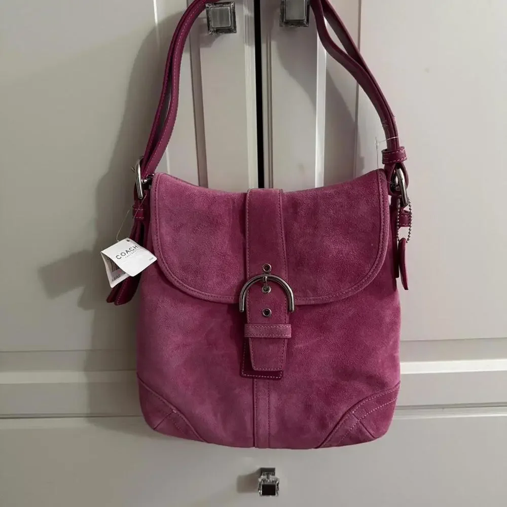 Vintage Rare Coach Suede Shoulder Bag - Picture 2 of 9